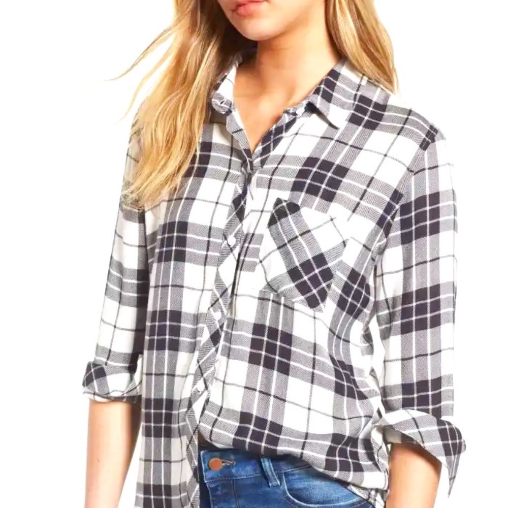 Rails Women's Medium Black and White Plaid